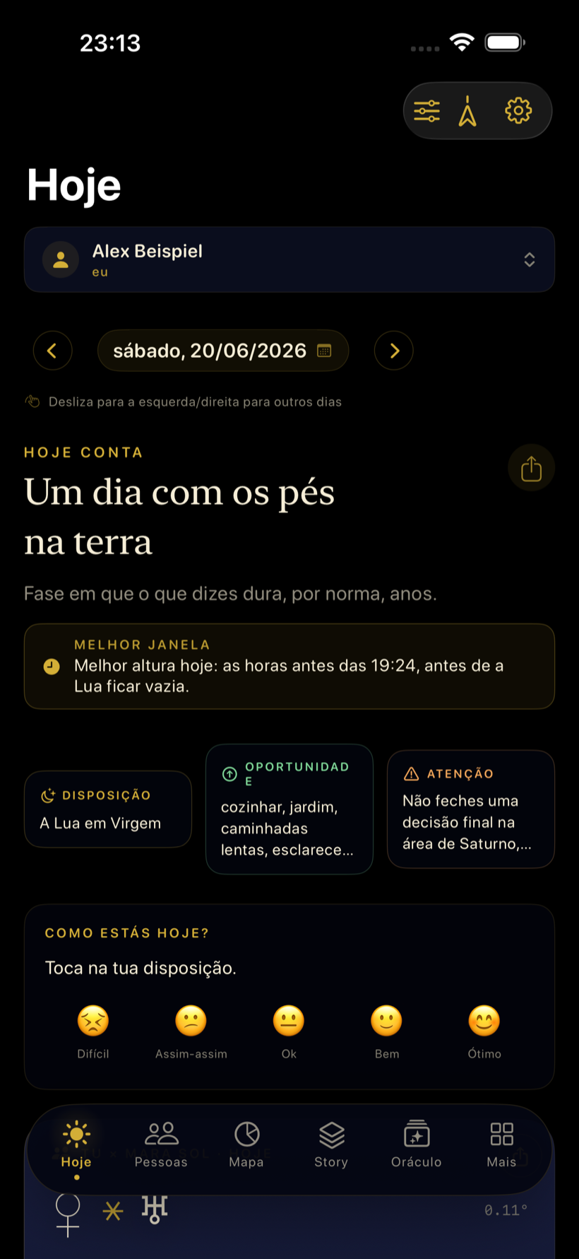 O teu dia, a partir de mecânica real